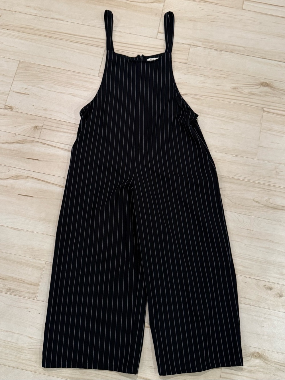 bleuh ciel Black Pinstripe Square-Neck Wide-Leg Jumpsuit